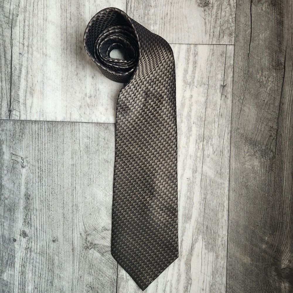 Vintage Valerio‎ Garati Gold Black Brown 100% Silk Men's Neck Tie